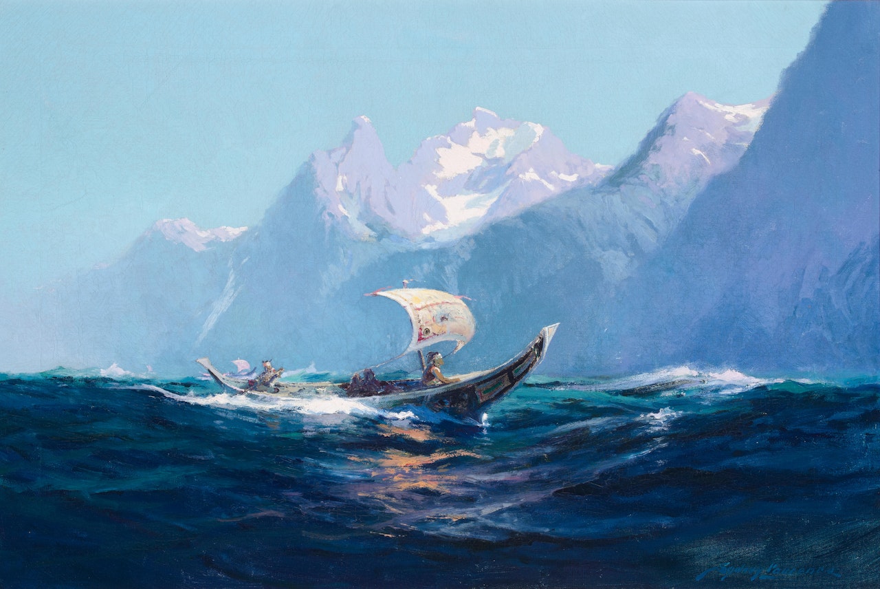 Chilkat Canoes in an Alaskan Landscape by Sydney Mortimer Laurence