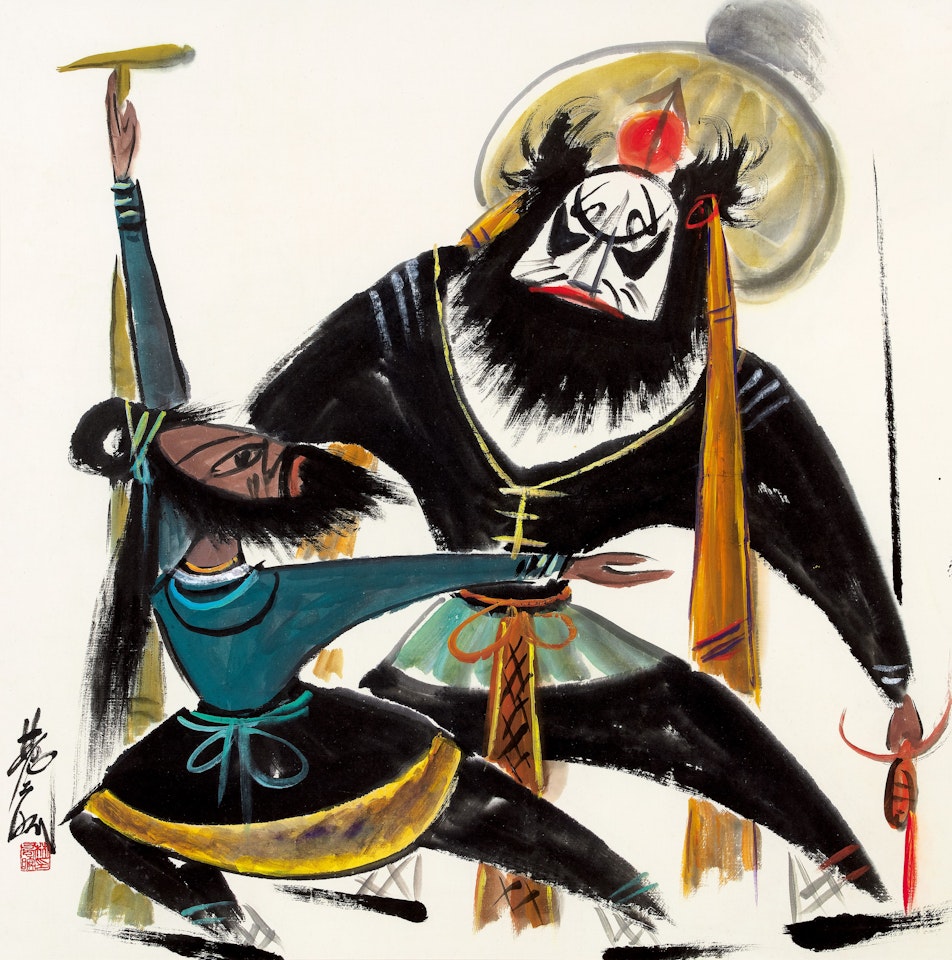 Opera Figures by Lin Fengmian