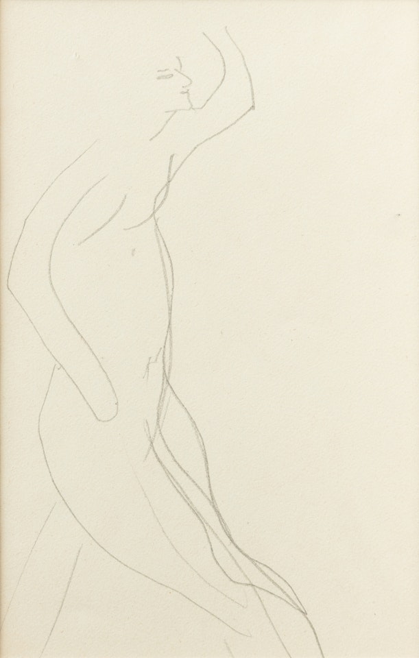 Esquisse de femme nue de profil droit, bras gauche relevé by Amedeo Modigliani