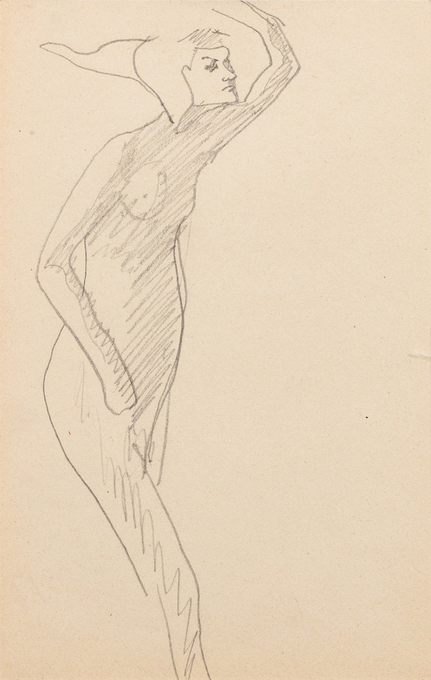 Esquisse de femme nue de profil droit, bras gauche relevé by Amedeo Modigliani