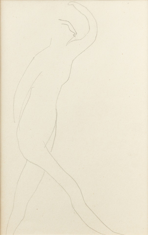 Esquisse de femme nue de profil droit, bras gauche relevé by Amedeo Modigliani