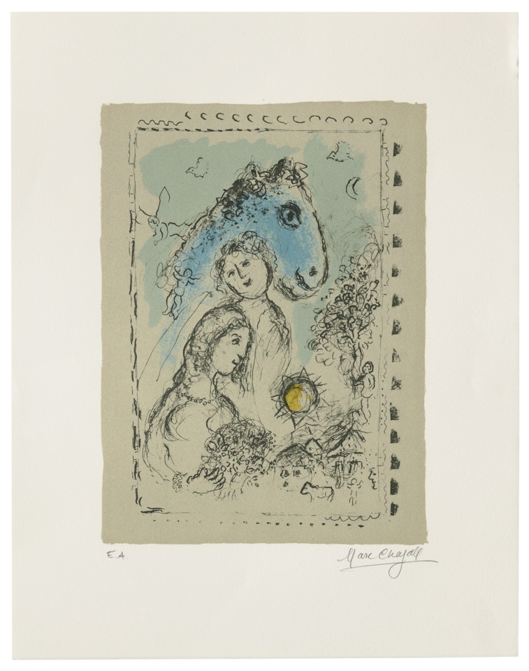 Cheval bleu au couple by Marc Chagall