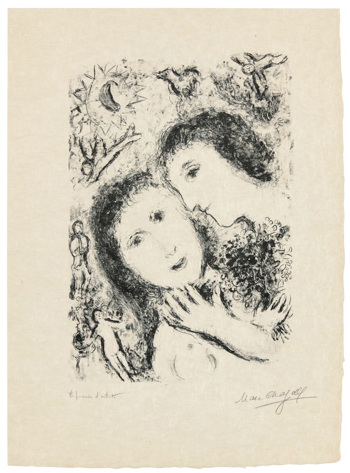 Le couple aux anges by Marc Chagall