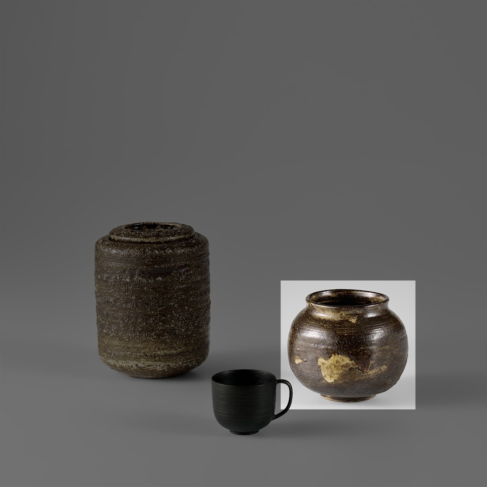 Early squared pot by Lucie Rie