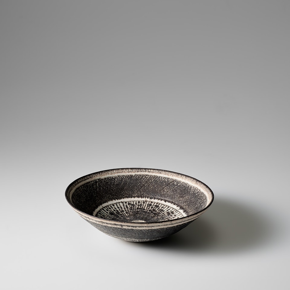 Large "knitted" bowl by Lucie Rie