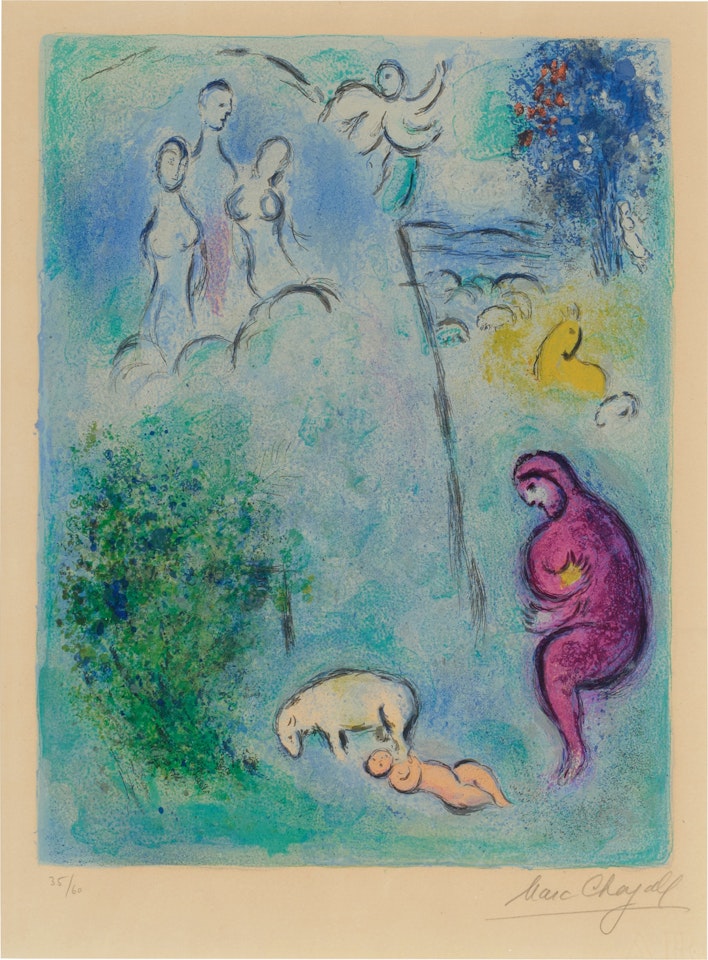 Daphnis Discovers Chloe, from Daphnis and Chloe (Mourlot 310; see Cramer Books 46) by Marc Chagall