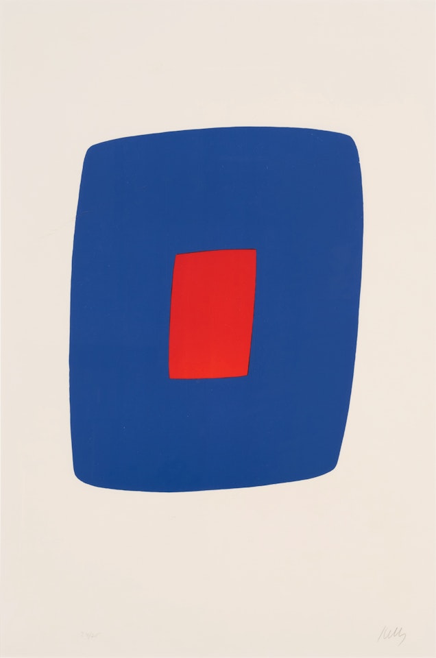 Dark Blue with Red (Bleu Foncé avec Rouge), from Suite of Twenty-Seven Color Lithographs (A. 10) by Ellsworth Kelly