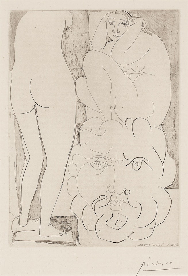 Femme songeuse et inquiète dans l'atelier de sculpture, from the Vollard suite (B. 188; Ba. 347) by Pablo Picasso