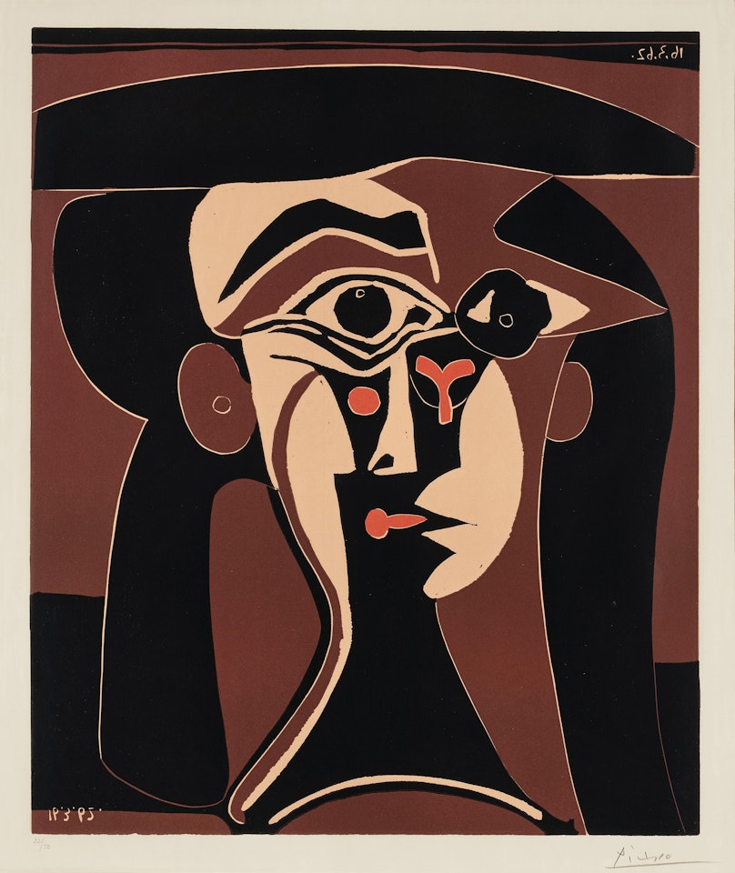 Jacqueline au chapeau noir (B. 1028; Ba. 1311) by Pablo Picasso