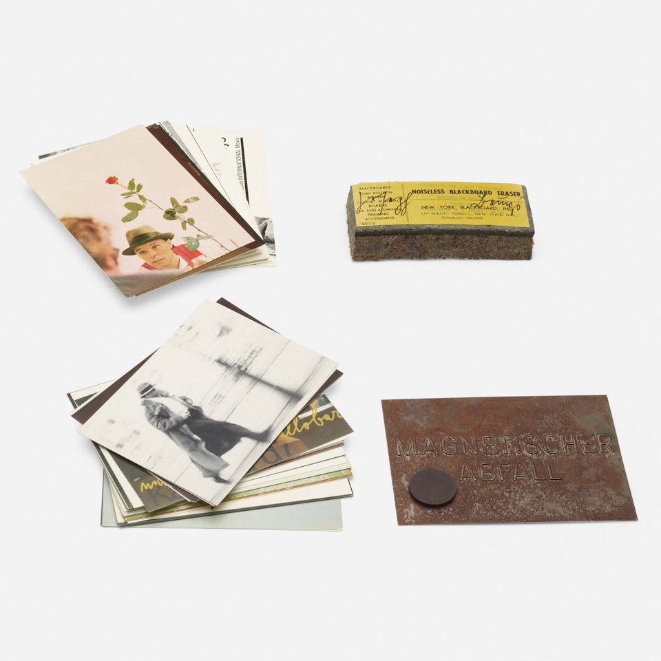 Noiseless Blackboard Eraser; Postkarten; Magnetische Postkarte (three works) by Joseph Beuys