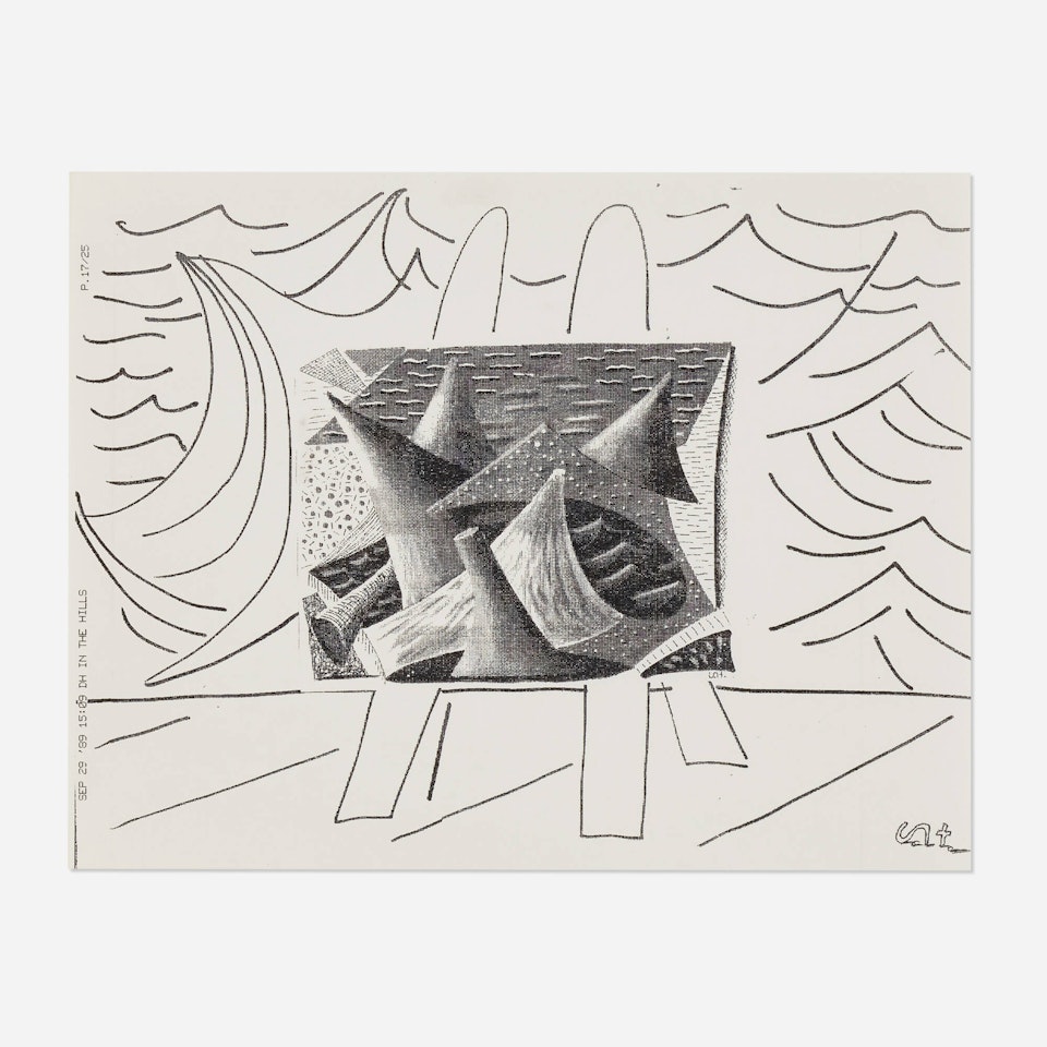 Conical Waves on Easel by David Hockney