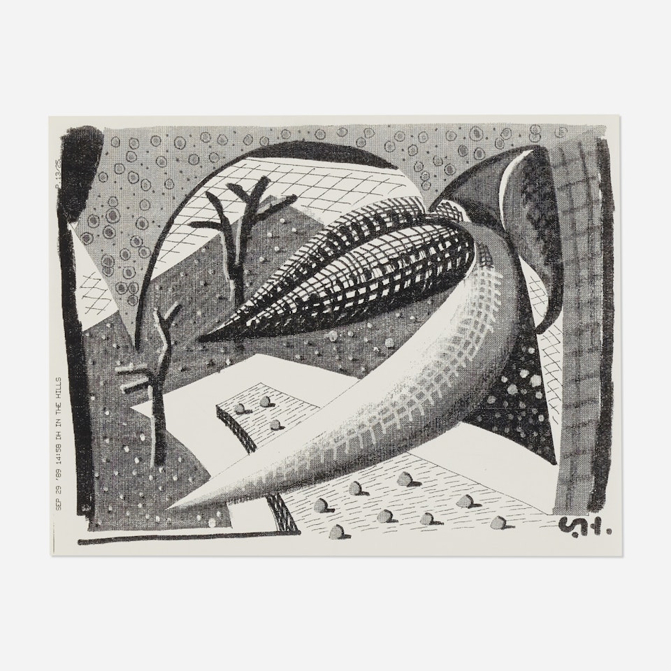 Rocks on the Road in Landscape by David Hockney