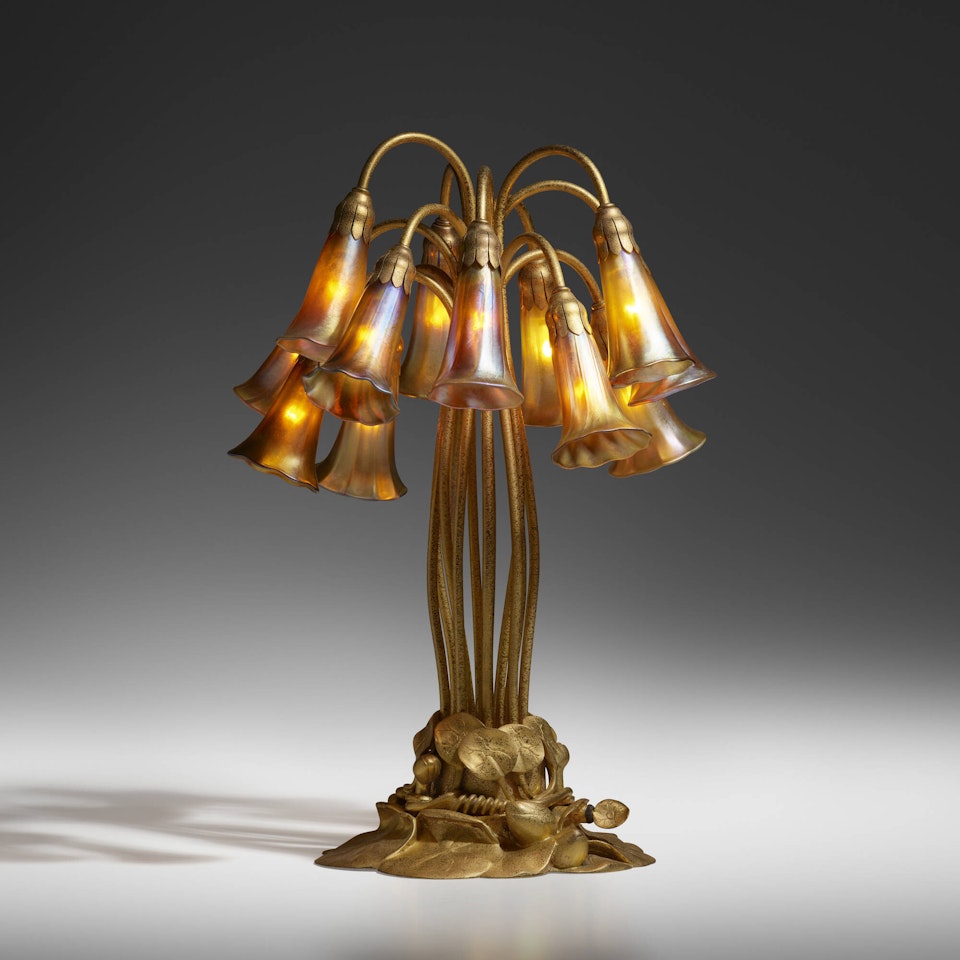 Twelve-light Lily table lamp by Tiffany Studios
