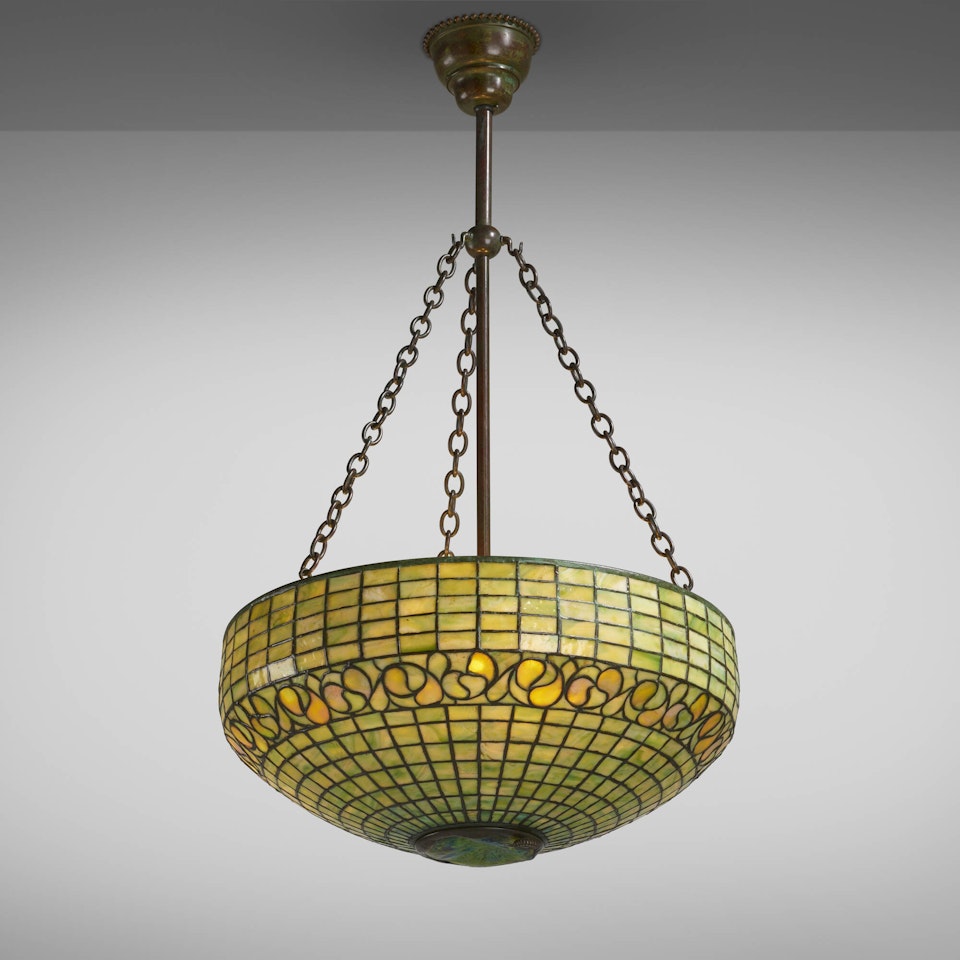 Vine Border (Lemon Leaf) hanging fixture by Tiffany Studios