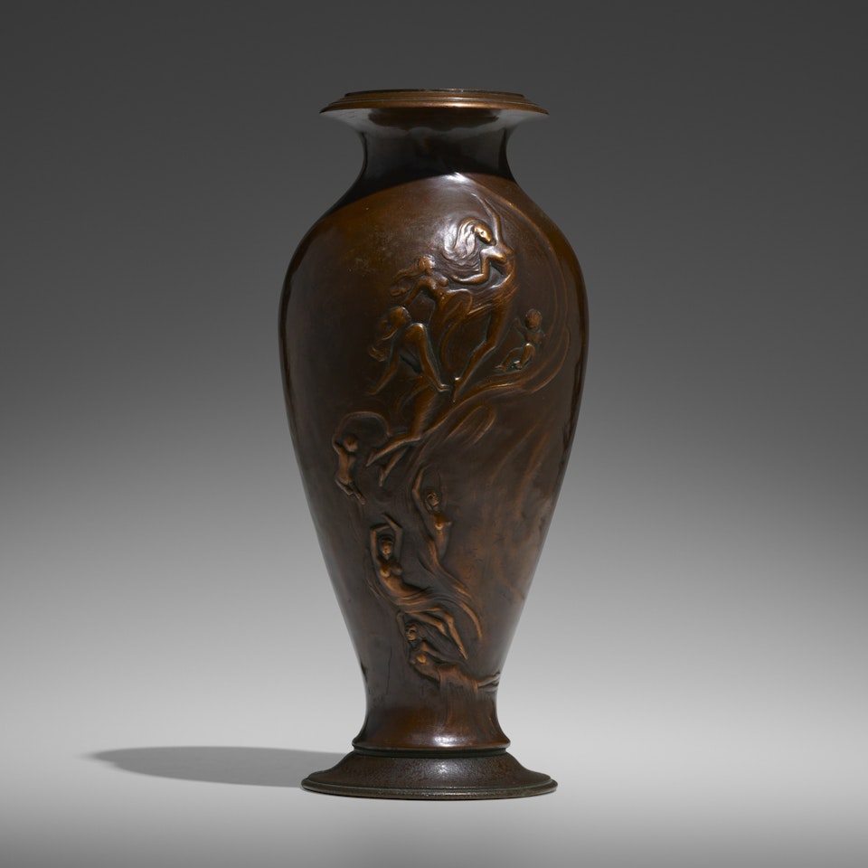 Greek flower vase with nymphs by Tiffany Studios