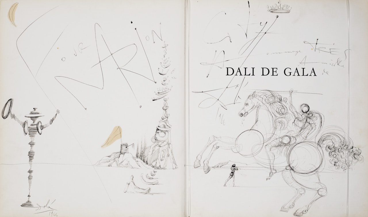 Don Quichotte, tour et géologie, cavalier dans un paysage by Salvador Dali