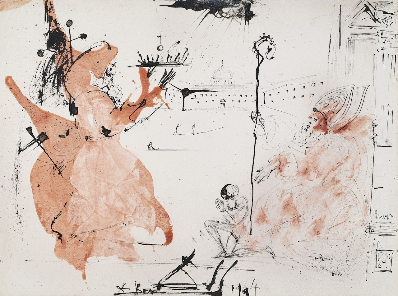 Processionnaires et évêque by Salvador Dali
