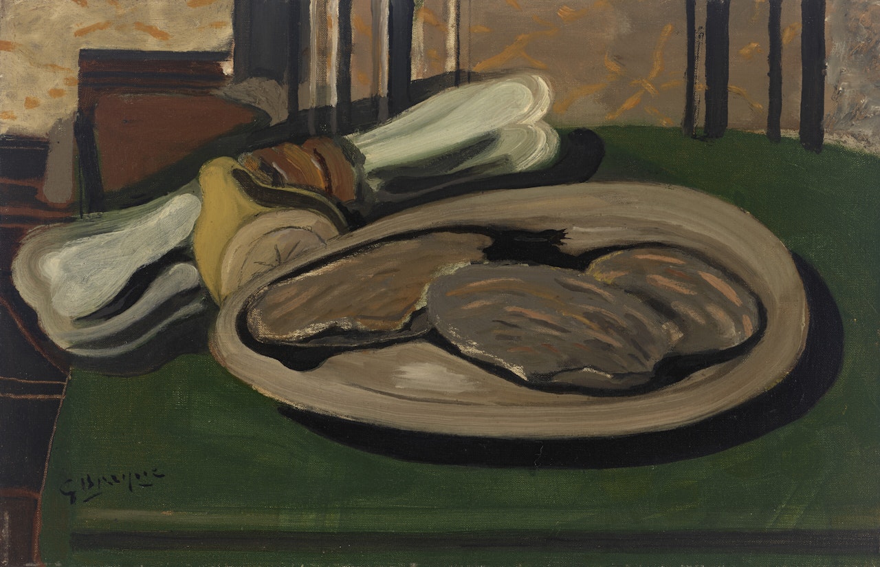Huîtres, citron, serviette by Georges Braque