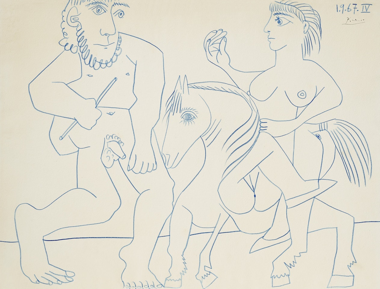 Écuyère et homme nu by Pablo Picasso