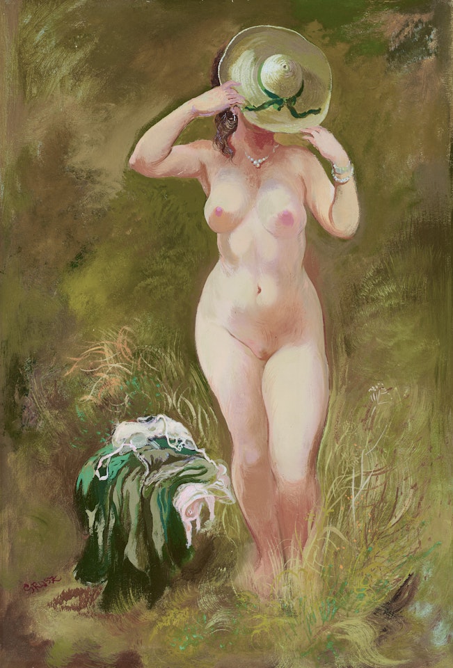 Standing Nude with Straw Hat, Cape Cod by George Grosz