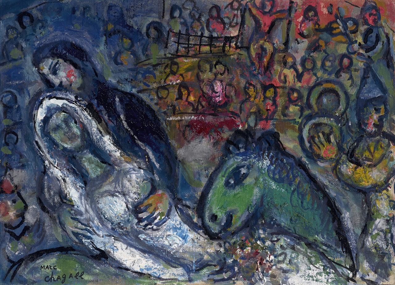 Les mariés au cirque by Marc Chagall