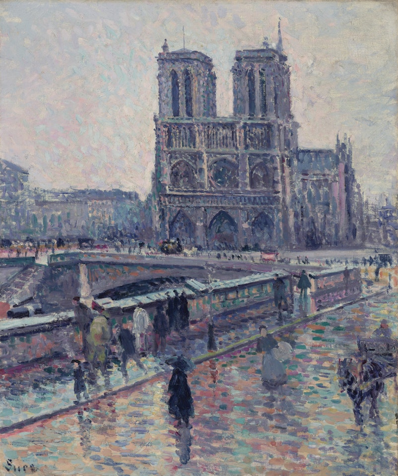Bords de la Seine avec Notre-Dame sous la pluie by Maximilien Luce