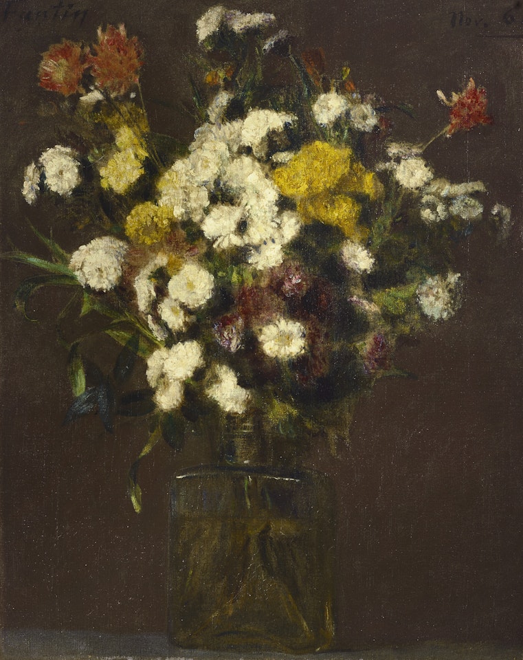 Reines marguerites et fleurs diverses dans un vase by Henri Fantin-Latour