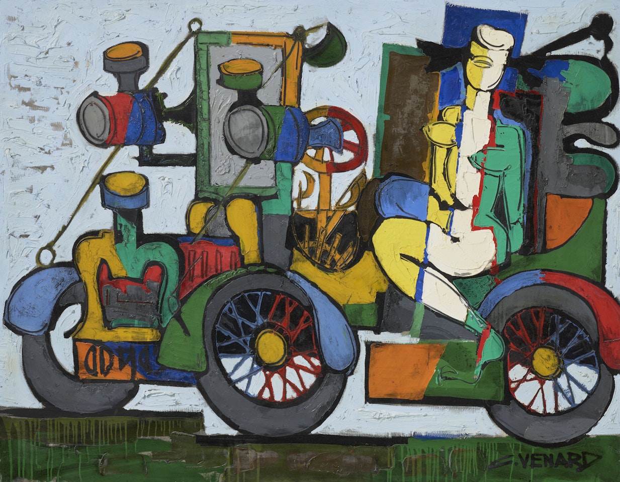 Femme sur tracteur by Claude Venard