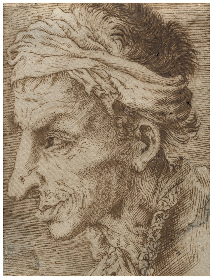 Tête d'homme de profil, dit Petite tête grotesque au goître by Jusepe de Ribera