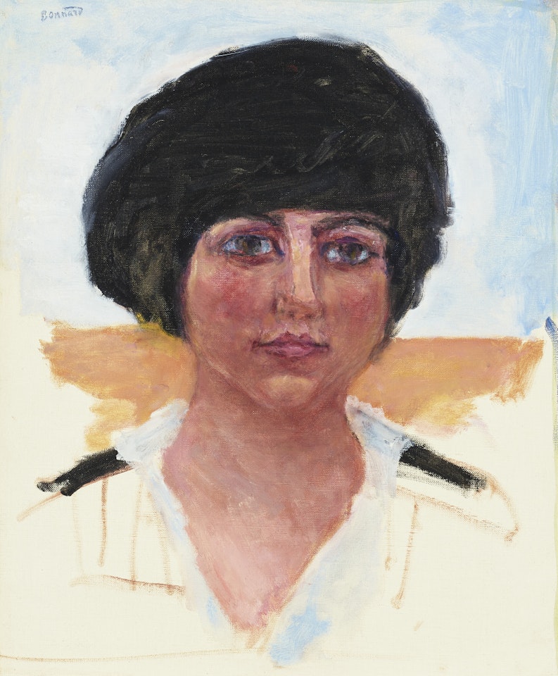 Tête de femme, toque noire, Mme Lucienne Dupuy de Frenelle (étude) by Pierre Bonnard