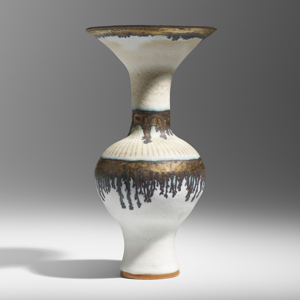 Vase with flaring lip by Lucie Rie
