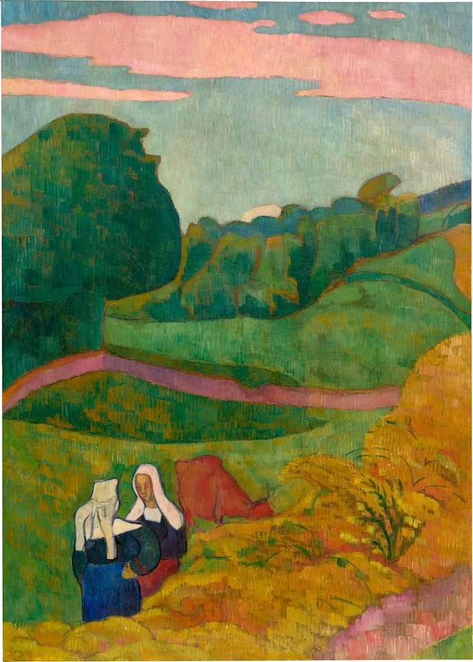 Paysage de Bretagne (Paysage avec deux Bretonnes et vache) by Emile Bernard