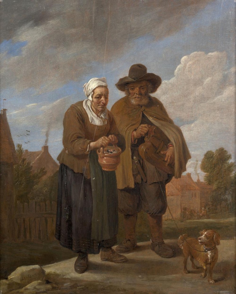 Vieille femme au brasero et joueur de vielle by David Teniers II