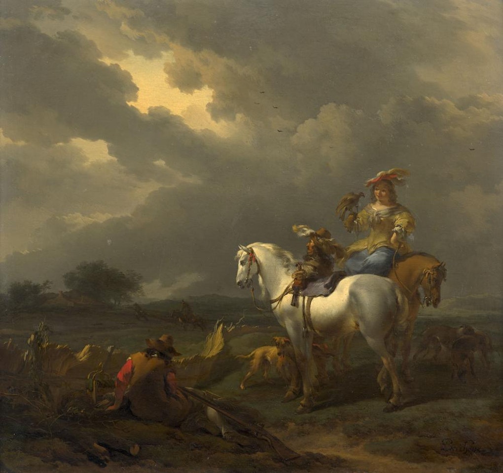 Halte de chasse au faucon by Nicolaes Pietersz Berchem