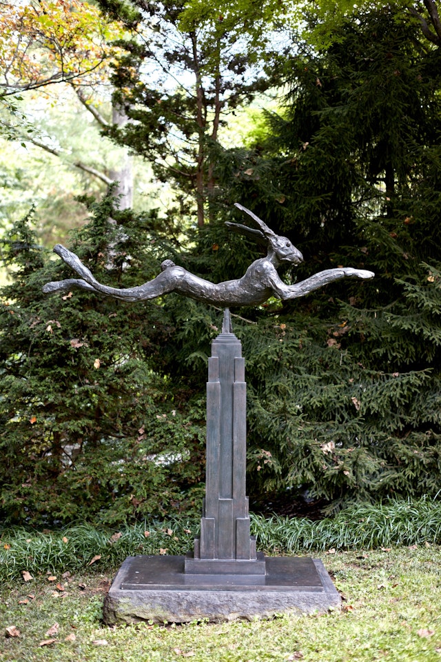 Six Foot Leaping Hare on Empire State by Barry Flanagan