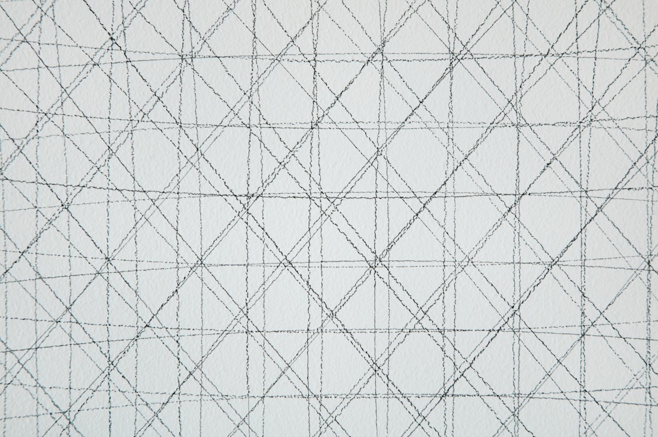 Wall Drawing #114, Arcs from four corners and the midpoints of four sides (ACG 48) by Sol LeWitt