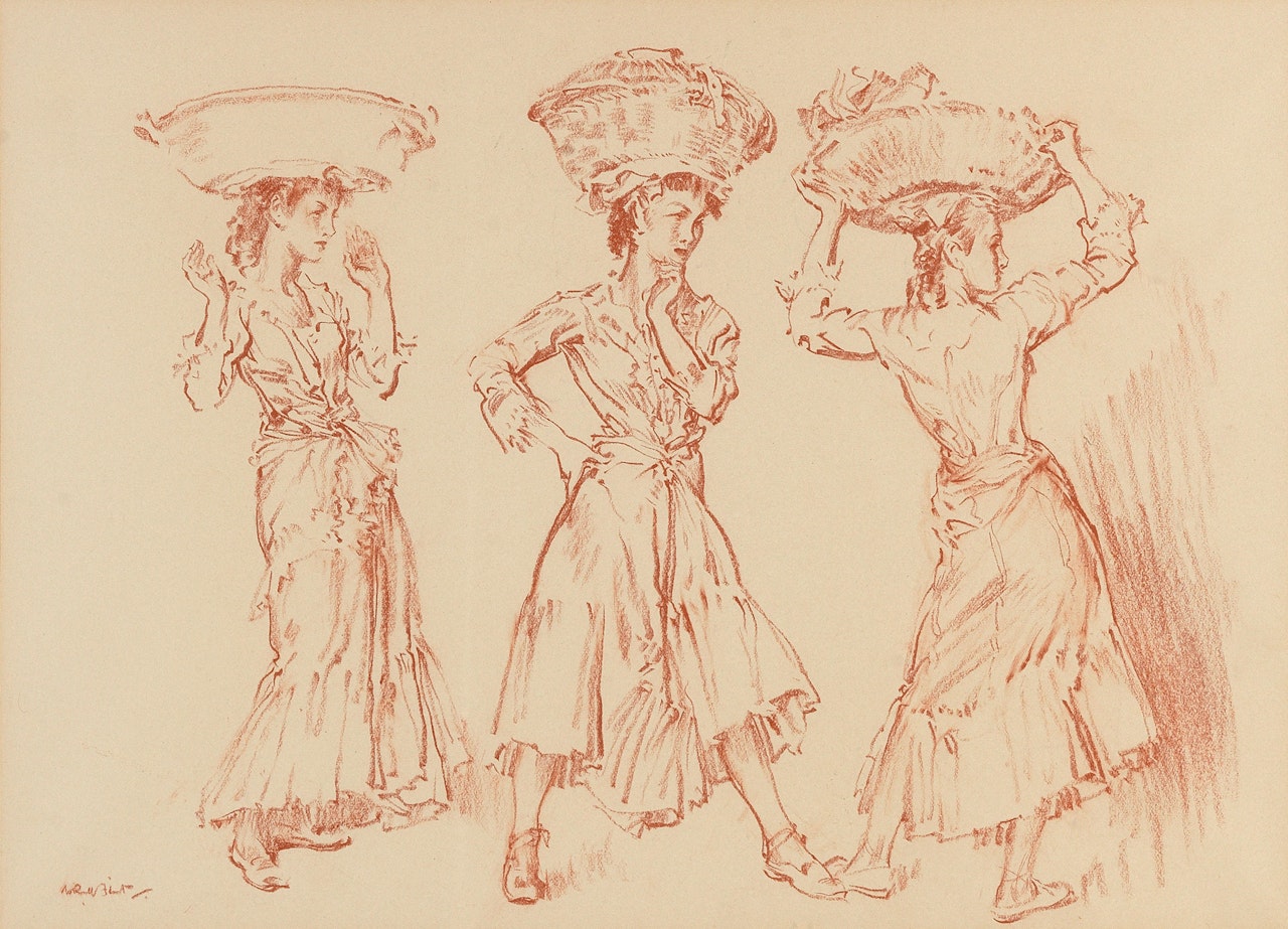 Balanced baskets  by William Russell Flint