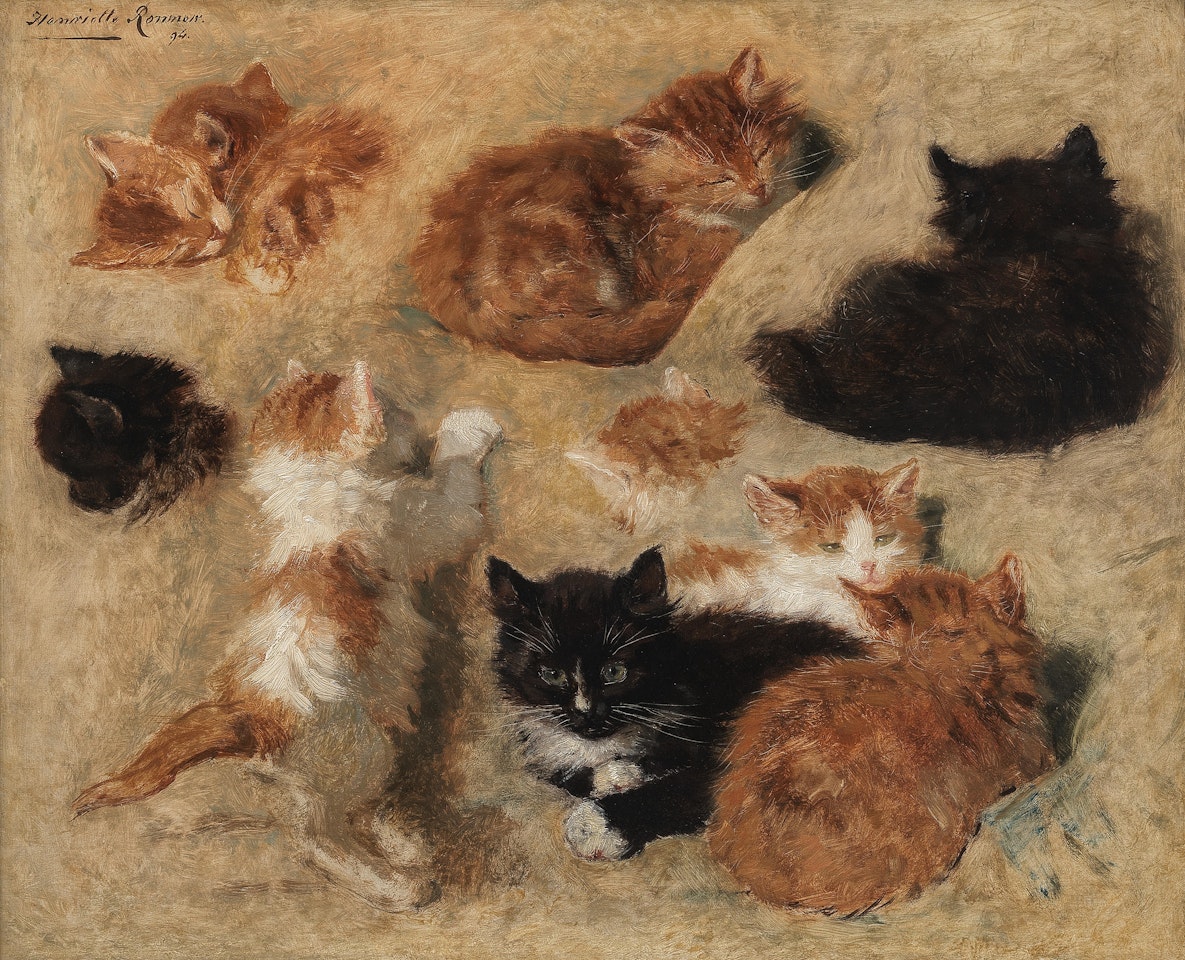 Sleepy kittens by Henriette Ronner-Knip