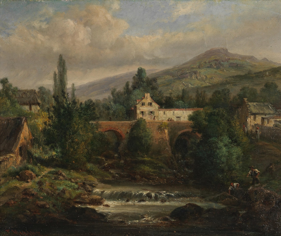 La rivière du village by Pierre Toussaint Federic Mialhe