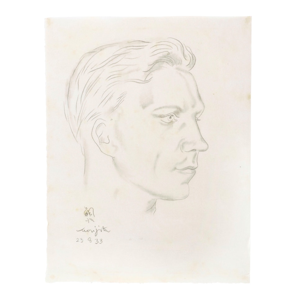 Portrait d'homme, de profil by Leonard Tsuguharu Foujita