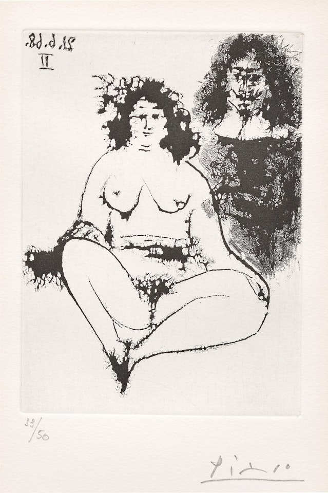 Grosse prostituée et 'mousquetaire' (Large Prostitute and 'Musketeer'), plate 175 from Série 347 (Bl. 1655, Ba. 1671) by Pablo Picasso