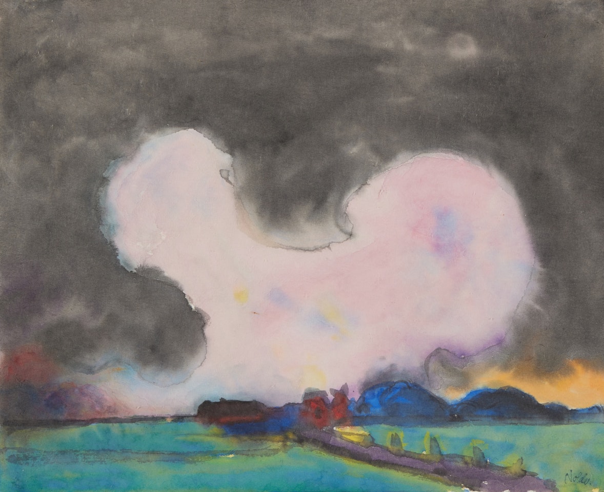 Marschlandschaft (helle Wolke über Bauernhof) (Marsh Landscape (Bright Cloud Over Farm Yard)) by Emil Nolde