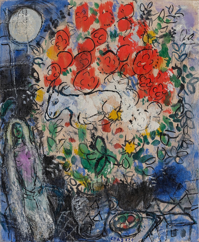 Esquisse pour 'Chèvre dans un bouquet' ou Le Bouquet rouge by Marc Chagall