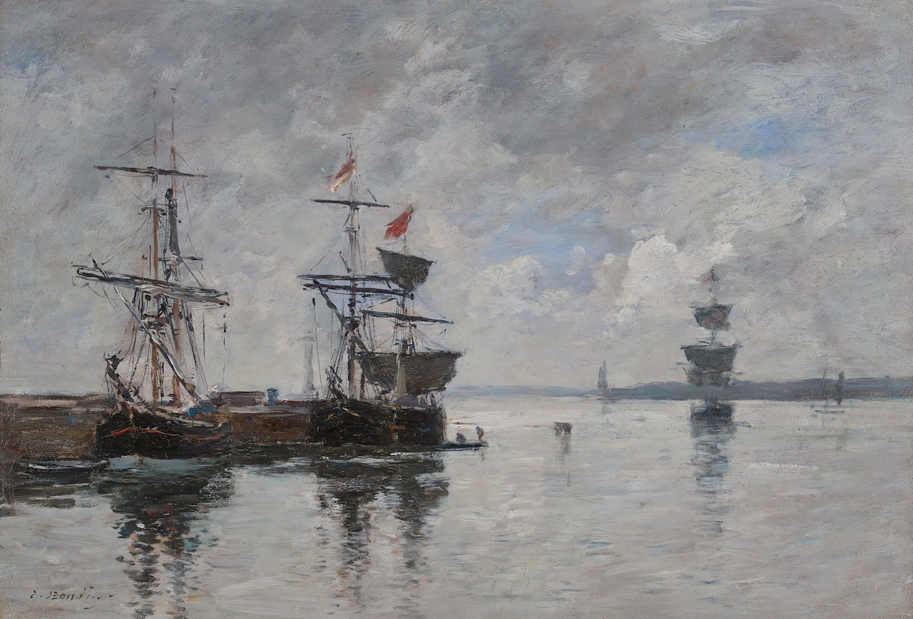 Portrieux, voiliers à quai by Eugène Boudin