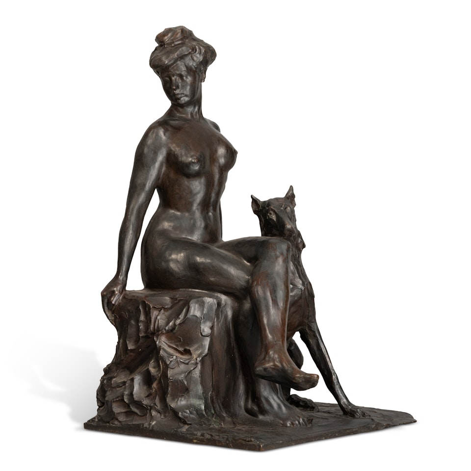 Diane et son chien ("Dejanice" nue et son chien) by Rembrandt Bugatti