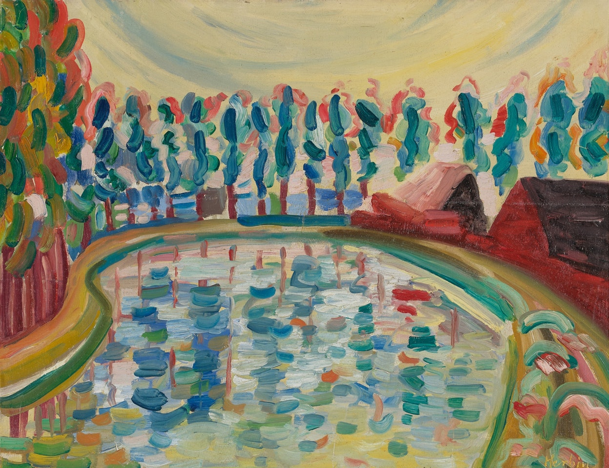Peupliers près d'un lac by Auguste Herbin