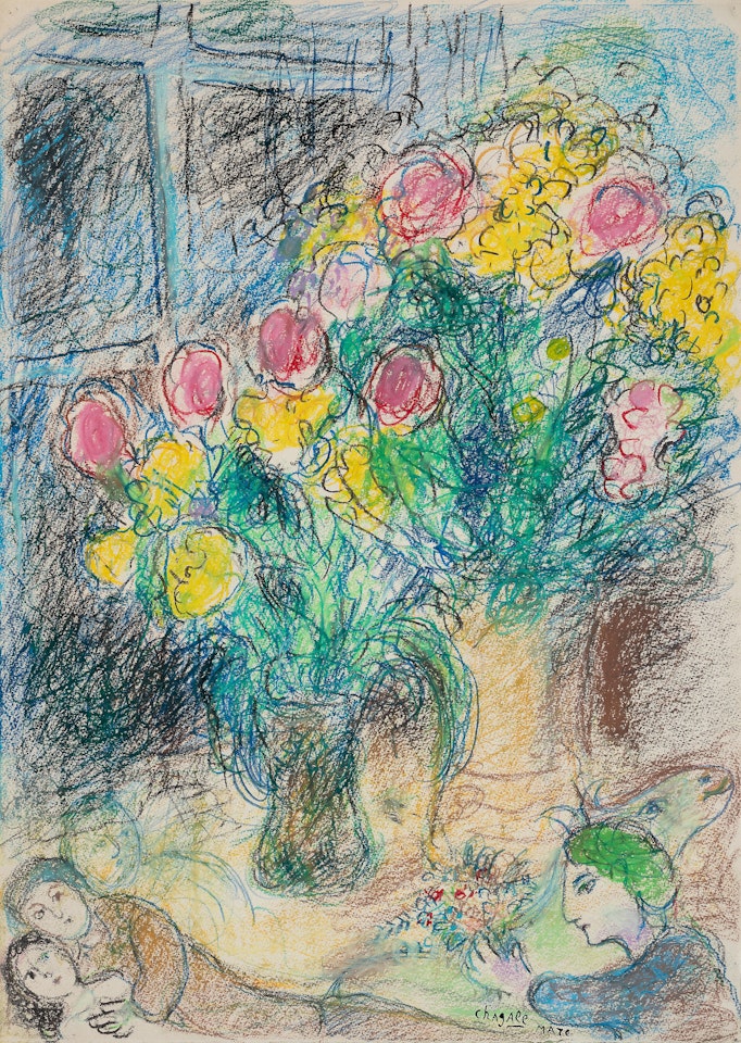 Fleurs ou Fleurs devant la fenêtre by Marc Chagall