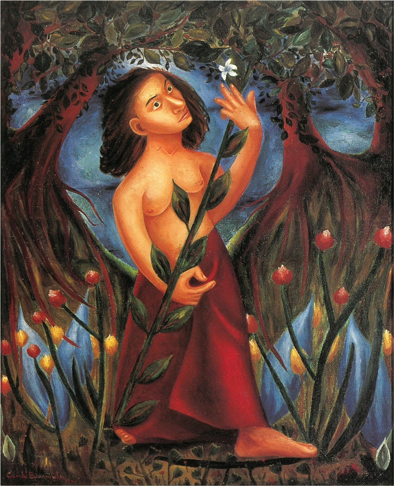 Mujer y flores by Cundo Bermudez