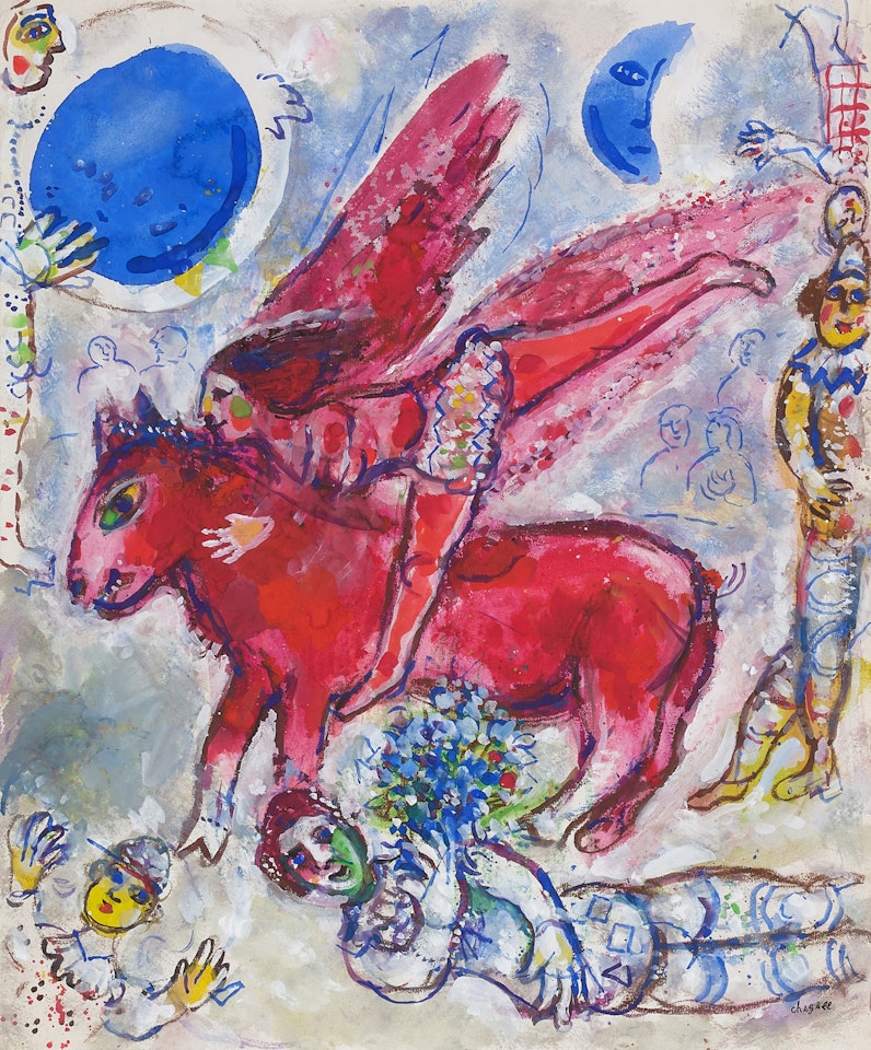 L'Envol de l'écuyère en rouge by Marc Chagall