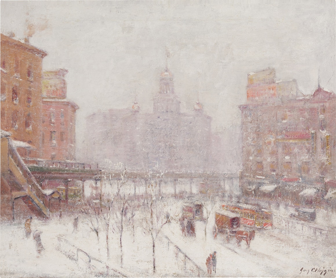El Train in Snow by Guy Carleton Wiggins